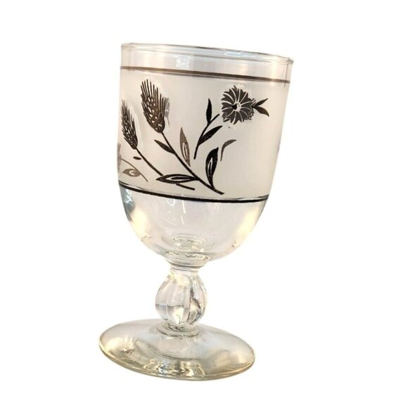Libbey Silver Wheat Foliage Water Goblet Glass 10 Oz Vintage Elegant Design - Picture 2 of 7